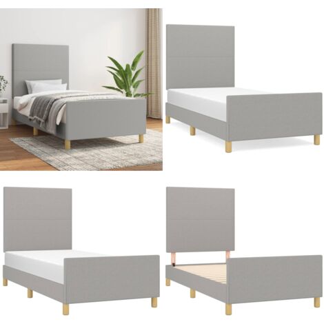 Estructura de cama sin colchón tela gris claro 90x190 cm - Estructura de cama - Cabecero de cama
