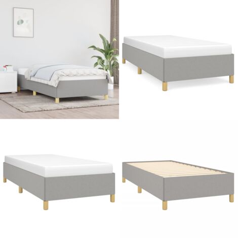 Estructura de cama sin colchón tela gris claro 90x190 cm - Estructura de cama - Cama de tela