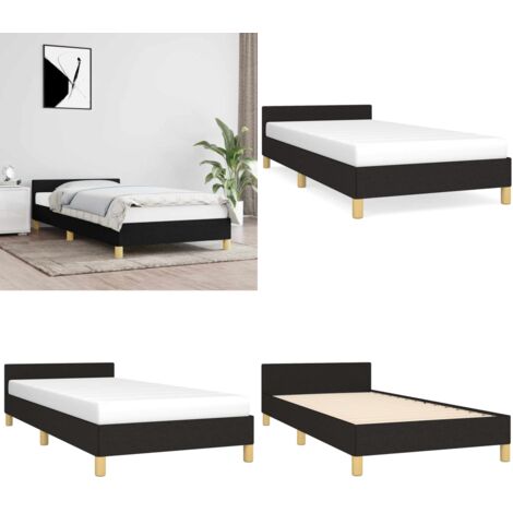 Estructura de cama sin colchón tela negro 100x200 cm - Estructura de cama - Cama de tela