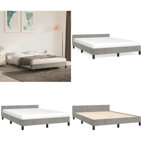 Estructura de cama sin colchón terciopelo gris claro 140x190 cm - Estructura de cama - Cama terciopelo