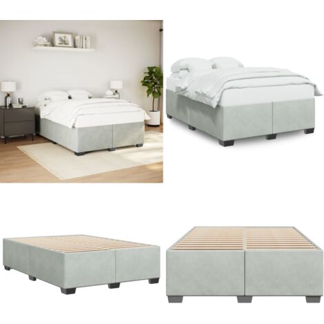 Estructura de cama sin colchón terciopelo gris claro 140x190 cm - Estructura de cama - Colchón