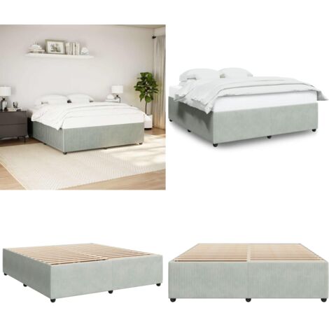 Estructura de cama sin colchón terciopelo gris claro 200x200 cm - Estructura de cama - Colchón