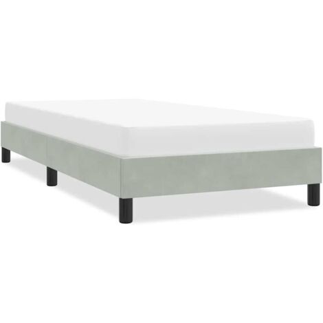 Estructura de cama sin colchón terciopelo gris claro 90x210 cm