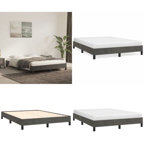 Estructura de cama sin colchón terciopelo gris oscuro 140x200cm - Estructura de cama - Cama de terciopelo