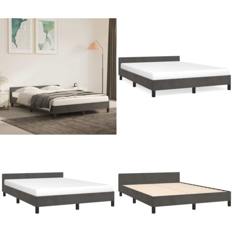 Estructura de cama sin colchón terciopelo gris oscuro 140x200cm - Estructura de cama - Cama terciopelo