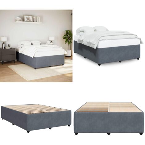 Estructura de cama sin colchón terciopelo gris oscuro 140x200cm - Estructura de cama - Colchón