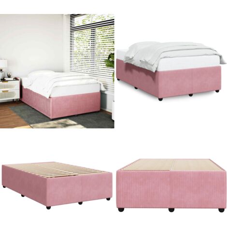 Estructura de cama sin colchón terciopelo rosa 120x190 cm - Estructura de cama - Colchón