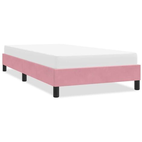 Estructura de cama sin colchón terciopelo rosa 90x210 cm