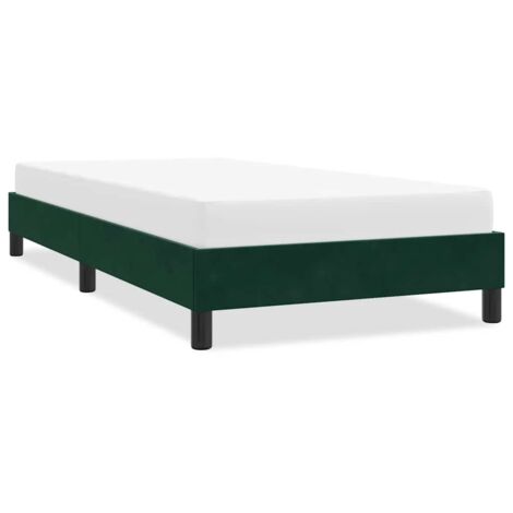 Estructura de cama sin colchón terciopelo verde oscuro 90x210cm