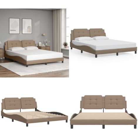 Estructura de cama sin colchón Zadar cuero sintético capuchino 160x200cm - Estructura de cama - Cabecero de cama