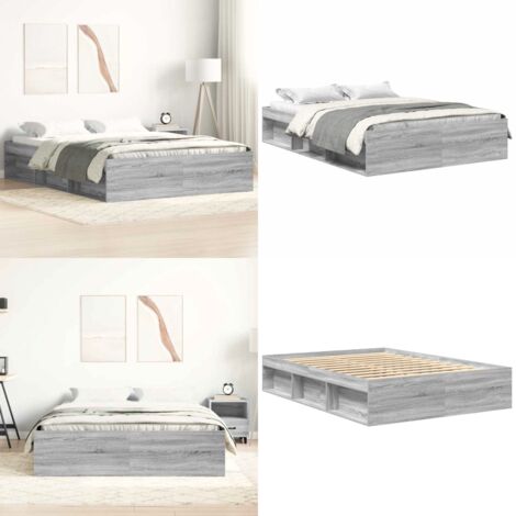 Estructura de cama Sonoma gris 140x200 cm - Estructura de cama - Madera de ingeniería