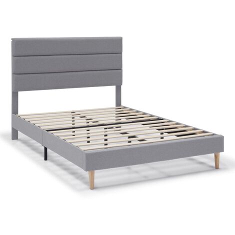 Estructura de Cama tapizada Aroma de 30 cm, 135/140x190 cm, Gris claro