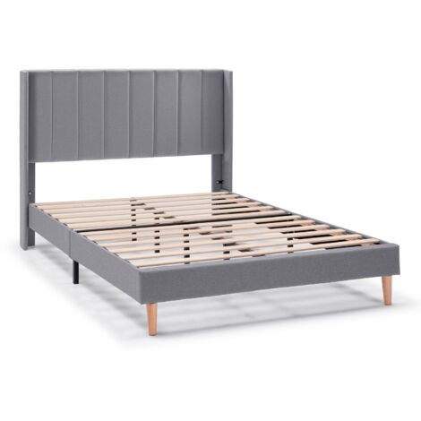 Estructura de cama tapizada Noelia de 30 cm, 150x190 cm, Gris Oscuro