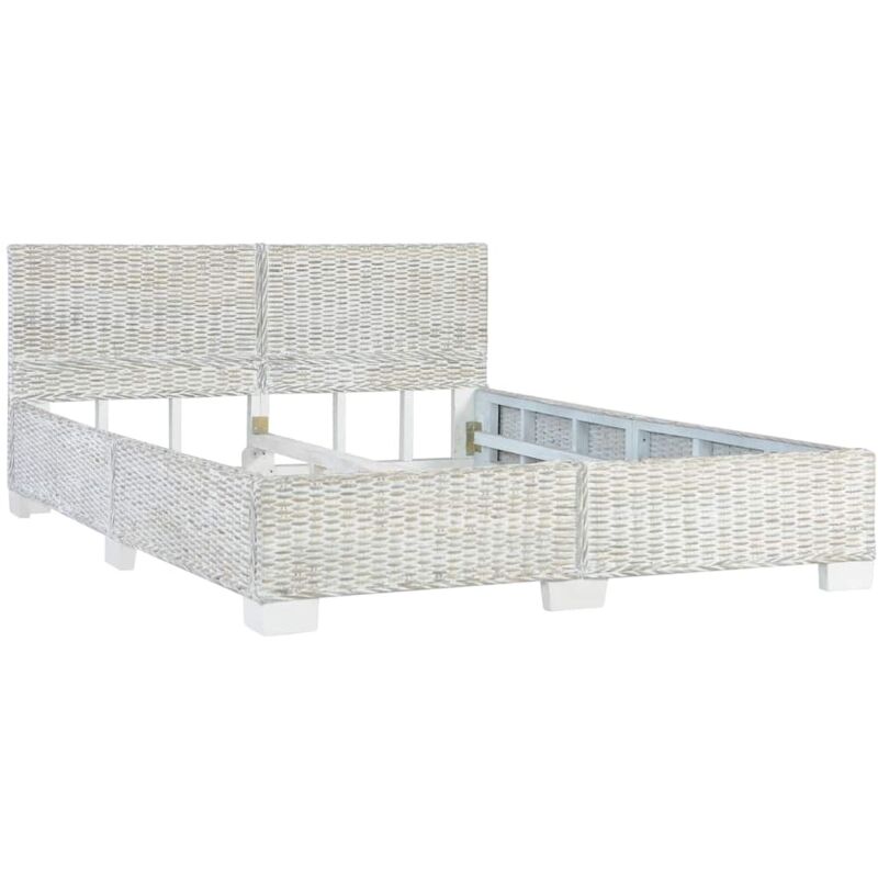 

vidaXL Estructura de Cama Tejida a Mano de Ratán Auténtico Gris 140x200 cm - Gris