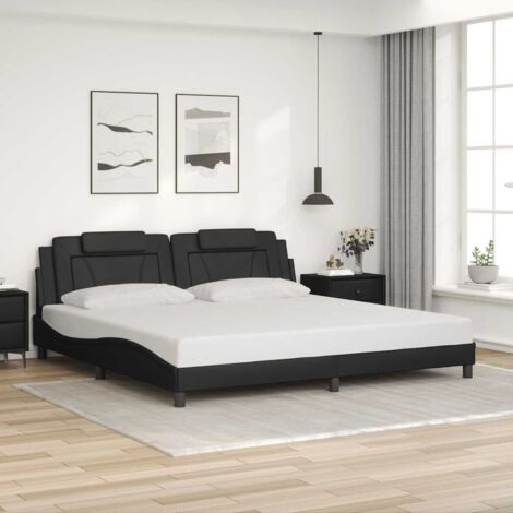 Estructura de cama Viana sin colchón cuero sintético negro 200x200 cm