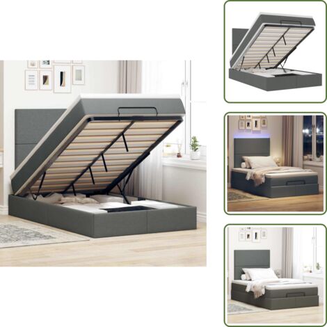 Estructura de cama - vidaXL Estructura cama otomana colchón tela gris oscuro 120x200cm - Colchón ensacado
