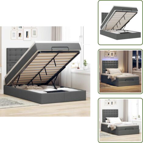 Estructura de cama - vidaXL Estructura cama otomana colchón tela gris oscuro 120x200cm - Colchón ensacado