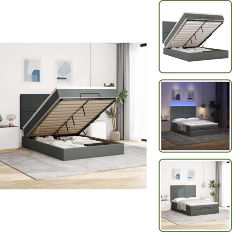 Estructura de cama - vidaXL Estructura cama otomana colchón tela gris oscuro 140x190cm - Colchón ensacado