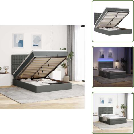 Estructura de cama - vidaXL Estructura cama otomana colchón tela gris oscuro 140x190cm - Colchón ensacado