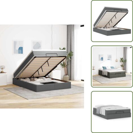 Estructura de cama - vidaXL Estructura cama otomana colchón tela gris oscuro 140x200cm - Colchón de muelles ensacados