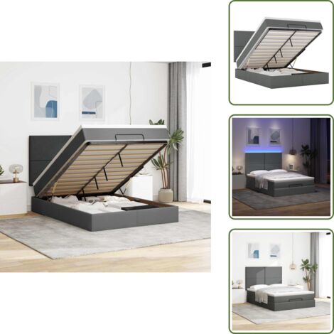 Estructura de cama - vidaXL Estructura cama otomana colchón tela gris oscuro 140x200cm - Colchón ensacado