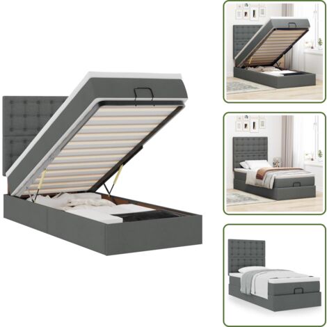 Estructura de cama - vidaXL Estructura cama otomana colchón tela gris oscuro 80x200cm - Colchón ensacado