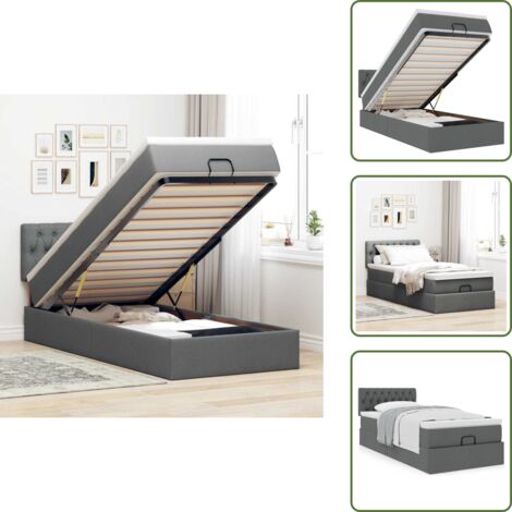 Estructura de cama - vidaXL Estructura cama otomana colchón tela gris oscuro 80x200cm - Colchón ensacado