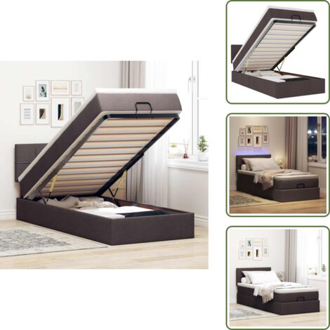 Estructura de cama - vidaXL Estructura cama otomana colchón tela marrón oscuro 80x200cm - Colchón de muelles ensacados