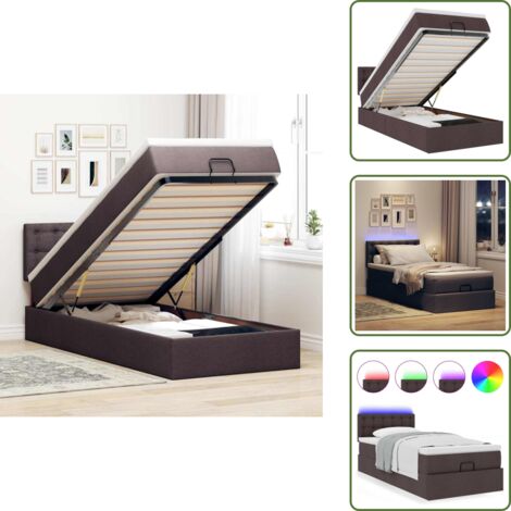 Estructura de cama - vidaXL Estructura cama otomana colchón tela marrón oscuro 80x200cm - Colchón de muelles ensacados