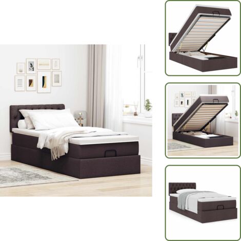 Estructura de cama - vidaXL Estructura cama otomana colchón tela marrón oscuro 80x200cm - Colchón ensacado