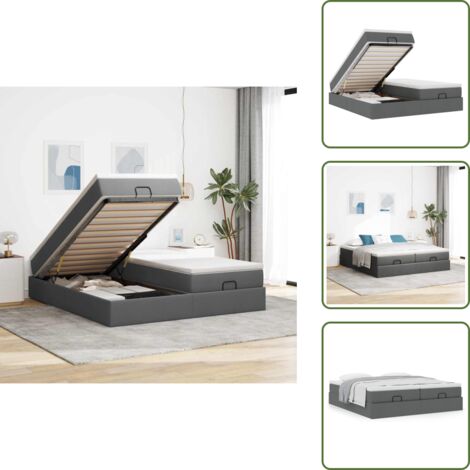 Estructura de cama - vidaXL Estructura cama otomana colchones tela gris oscuro 180x200cm - Cama con mecanismo hidráulico