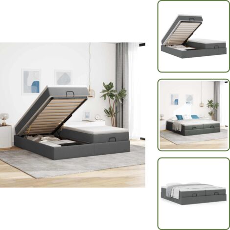 Estructura de cama - vidaXL Estructura cama otomana colchones tela gris oscuro 200x200cm - Cama con mecanismo hidráulico