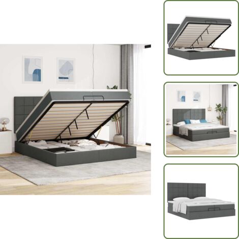 Estructura de cama - vidaXL Estructura cama otomana colchones tela gris oscuro 200x200cm - Colchón ensacado
