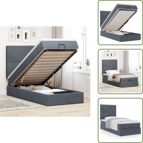 Estructura de cama - vidaXL Estructura cama otomana colchones terciopelo gris oscuro - Cama con cabecero