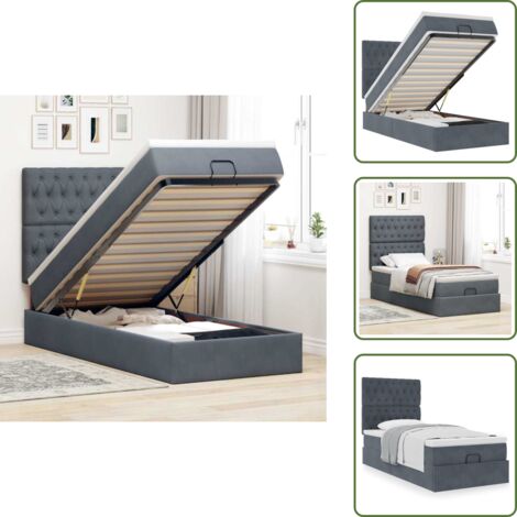 Estructura de cama - vidaXL Estructura cama otomana colchones terciopelo gris oscuro - Colchón terciopelo