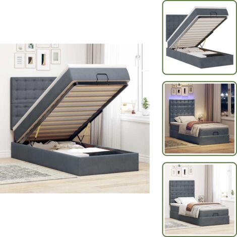 Estructura de cama - vidaXL Estructura cama otomana colchones terciopelo gris oscuro - Cubrecolchón
