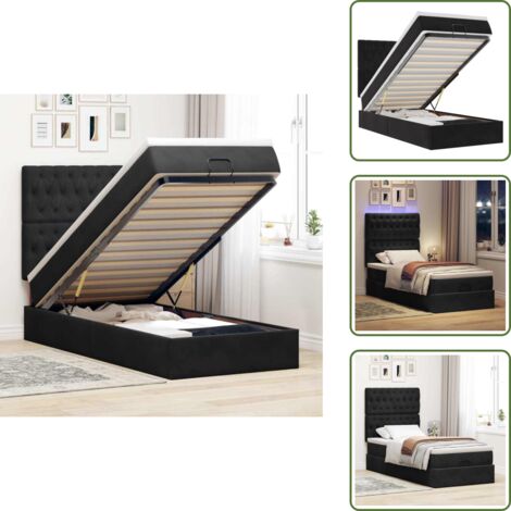 Estructura de cama - vidaXL Estructura cama otomana colchones terciopelo negro 90x200 cm - Cubrecolchón