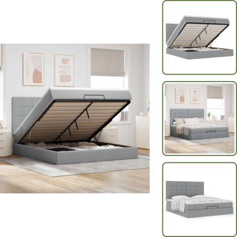Estructura de cama - vidaXL Estructura de cama otomana colchón tela gris claro 160x200cm - Colchón de muelles ensacados