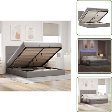 Estructura de cama - vidaXL Estructura de cama otomana colchón tela gris pardo 160x200cm - Colchón de muelles ensacados