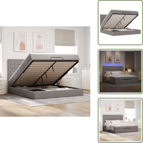 Estructura de cama - vidaXL Estructura de cama otomana colchón tela gris pardo 160x200cm - Colchón de muelles ensacados