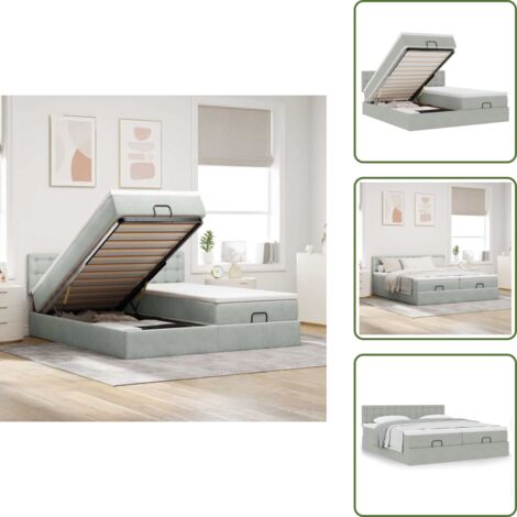 Estructura de cama - vidaXL Estructura de cama otomana colchones terciopelo gris claro - Cama matrimonio