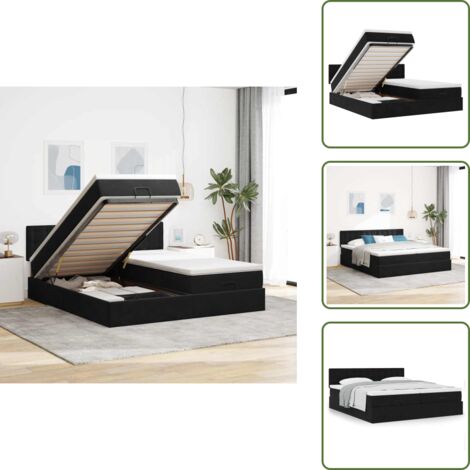 Estructura de cama - vidaXL Estructura de cama otomana colchones terciopelo negra 180x200cm - Cama matrimonio