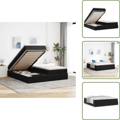 Estructura de cama - vidaXL Estructura de cama otomana colchones terciopelo negro 200x200cm - Cama con mecanismo hidráulico