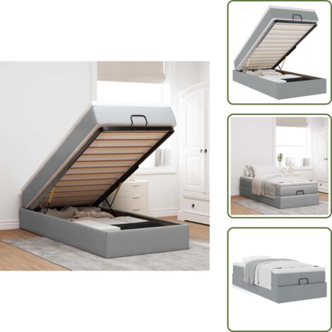 Estructura de cama - vidaXL Estructura de cama otomana con colchón tela gris claro 90x190cm - Cama con mecanismo hidráulico