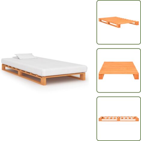 Estructura de cama - vidaXL Marco de cama palets sin colchón madera maciza marrón 90x200 cm - Cama de palets