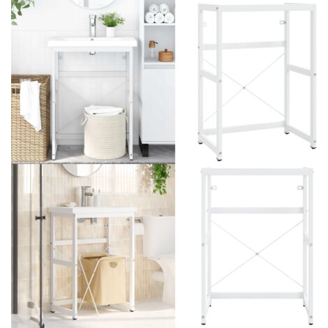 Estructura de lavabo de hierro blanco 59x38x83 cm - Soporte de baño - Mueble de baño