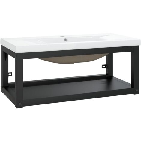 Estructura de lavabo para baño 79 x 38 x 31 cm lavabo empotrado de hierro negro 020006778