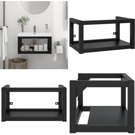Estructura de lavabo suspendido hierro negro 59x38x31 cm - Soporte de baño - Almacenamiento de baño