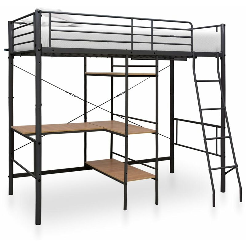 

Estructura de litera con mesa de metal gris 90x200 cm - Gris