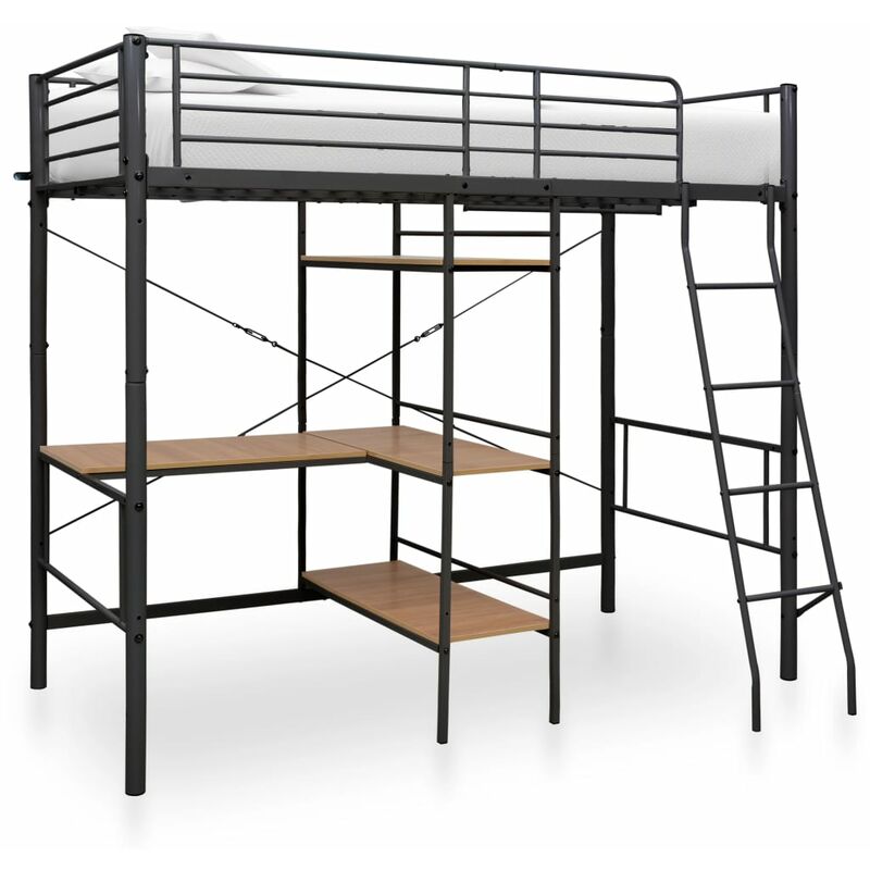 

Estructura de litera con mesa de metal negro 90x200 cm